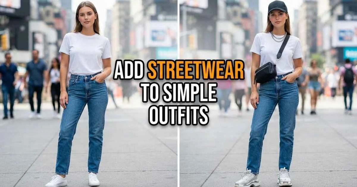 how to add streetwear elements to simple outfits